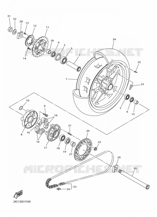 REAR WHEEL Yamaha MOTO 1000 2016 R1M  YZF-R1M