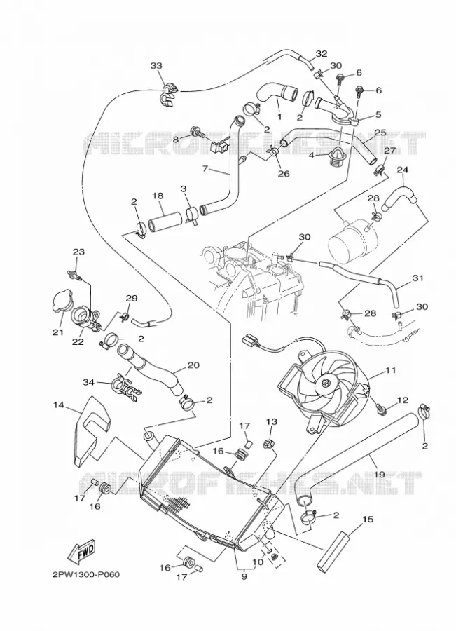 RADIATOR / HOSES Yamaha SCOOTER 530 2016 TMAX  XP500A