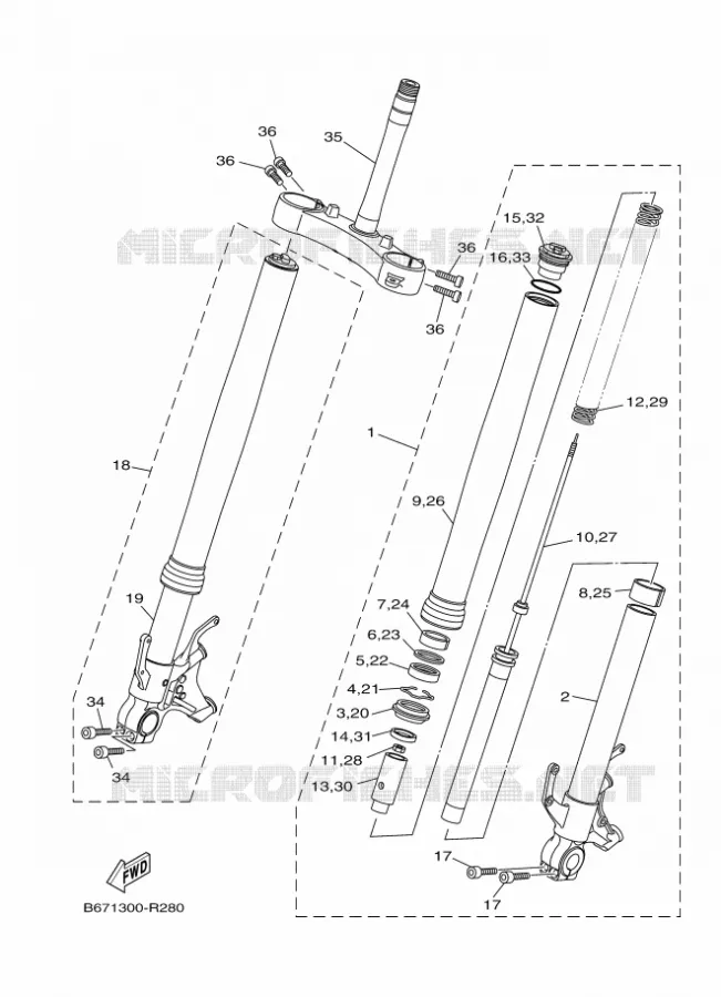 FRONT FORK Yamaha MOTO 1000 2016 MT  MTN1000
