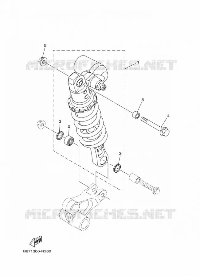 REAR SHOCK ABSORBER Yamaha MOTO 1000 2016 MT  MTN1000