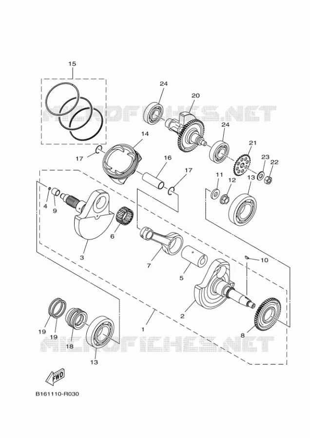 CRANKSHAFT / PISTON Yamaha QUAD 700 2018 GRIZZLY  YFM700FWAD