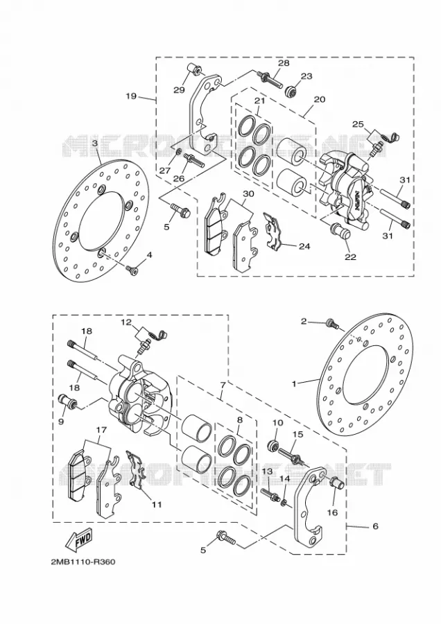 FRONT BRAKE CALIPER Yamaha SIDE BY SIDE 700 2017 WOLVERINE  YXE700E