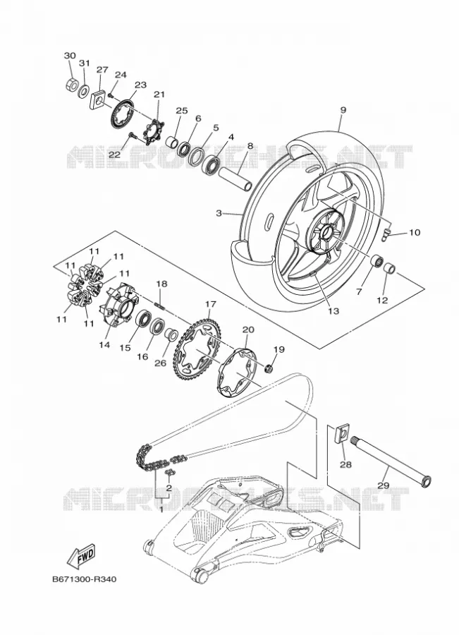 REAR WHEEL Yamaha MOTO 1000 2017 MT  MTN1000
