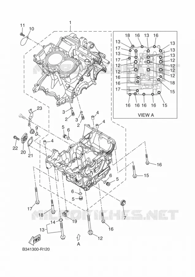 CRANKCASE Yamaha MOTO 700 2017 TRACER  MTT690P-AB
