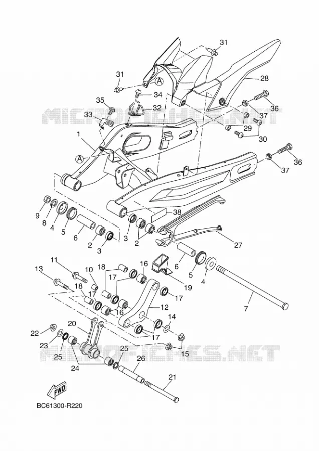 SWINGARM Yamaha MOTO 700 2017 TRACER  MTT690P-AB