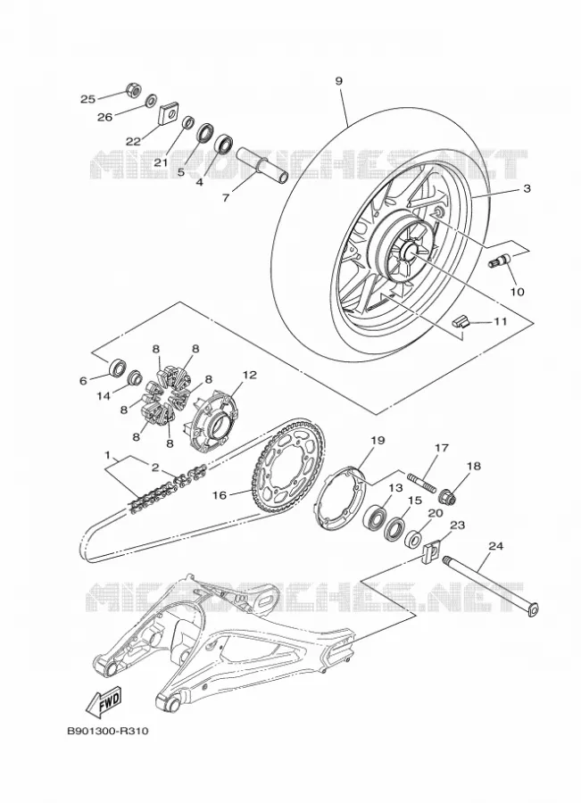 REAR WHEEL Yamaha MOTO 900 2017 XSR  MTM850