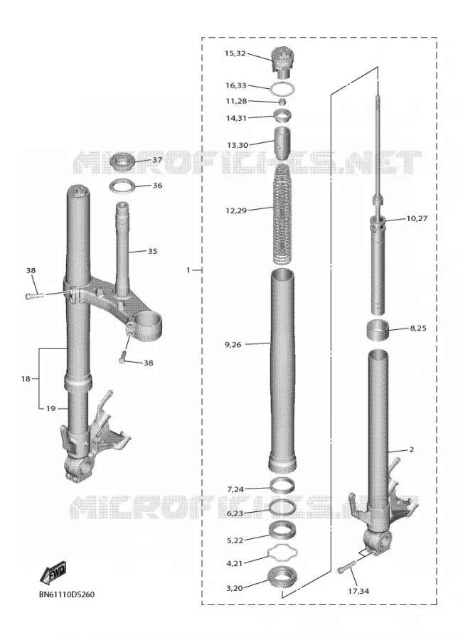FRONT FORK Yamaha MOTO 600 2017 R6  YZF600