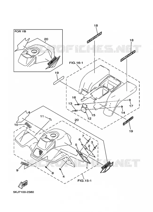STICKER / LABEL 3 Yamaha QUAD 200 2002 BLASTER  YFS200