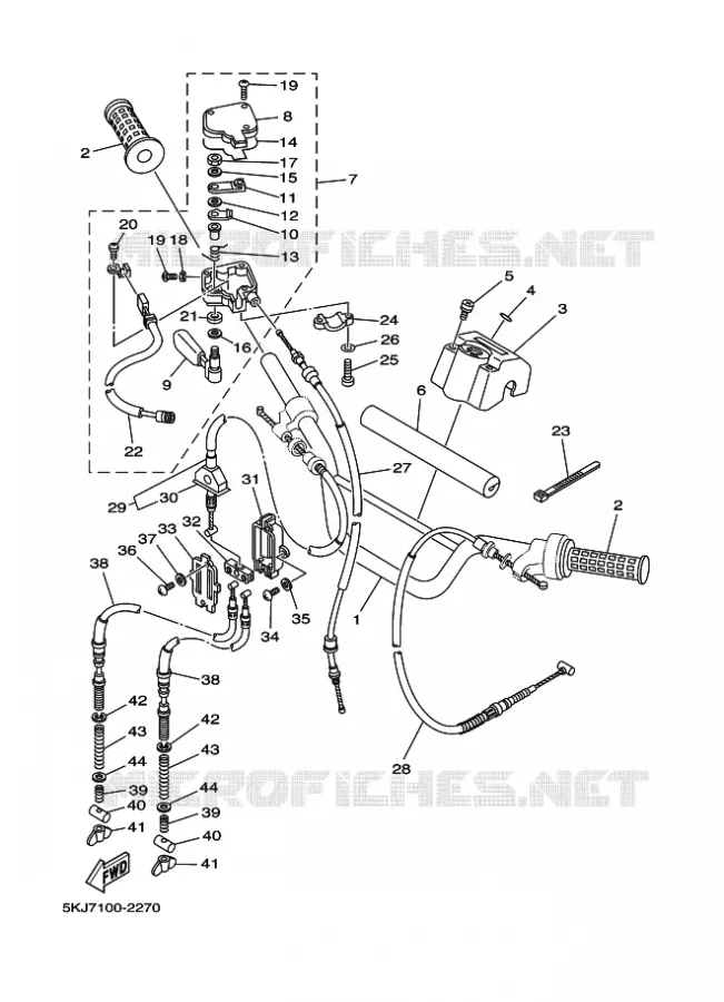 HANDLEBAR & CABLES Yamaha QUAD 200 2002 BLASTER  YFS200