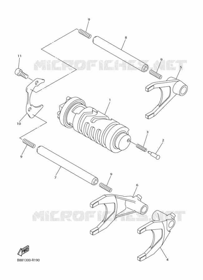 GEAR SHIFT SELECTOR DRUM / FORKS Yamaha MOTO 1300 2016 FJR  FJR1300-AE