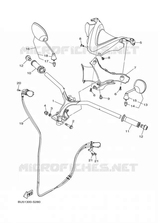 HANDLEBAR & CABLES Yamaha SCOOTER 125 2017 TRICITY  MWS125-C