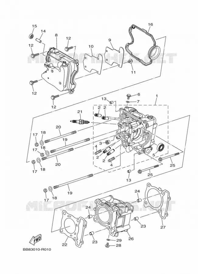 CYLINDER HEAD  Yamaha SCOOTER 125 2017 TRICITY  MWS125-C