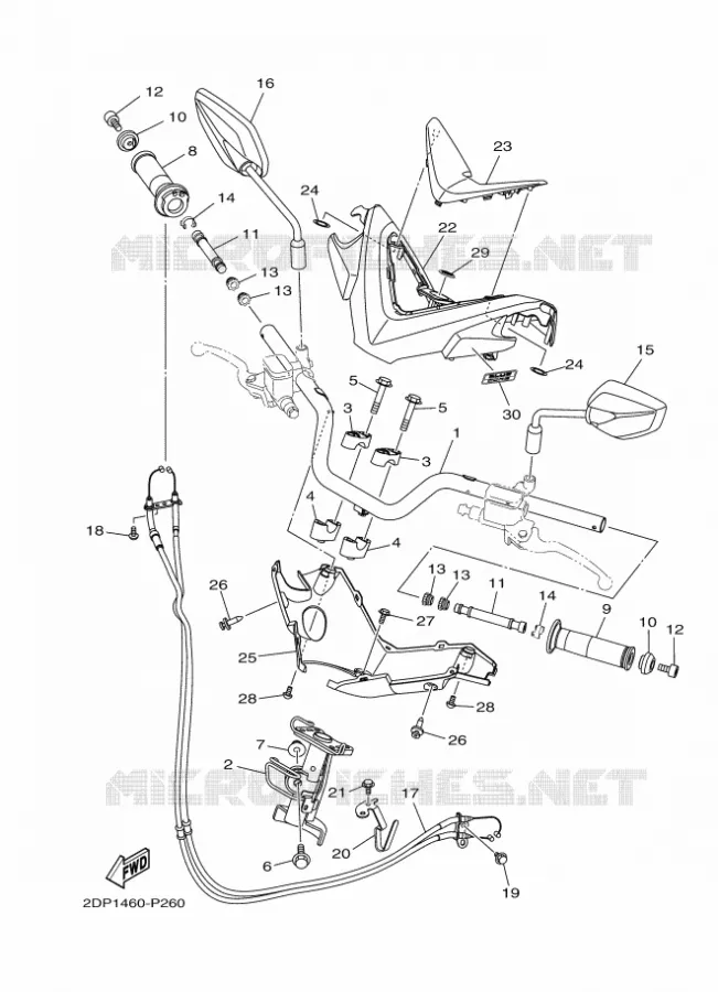HANDLEBAR & CABLES Yamaha SCOOTER 125 2017 NMAX  GPD125-A