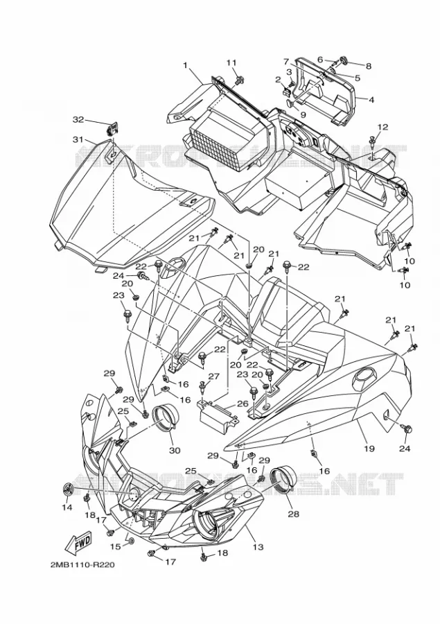 FRONT FENDER Yamaha SIDE BY SIDE 700 2017 WOLVERINE  YXE700E