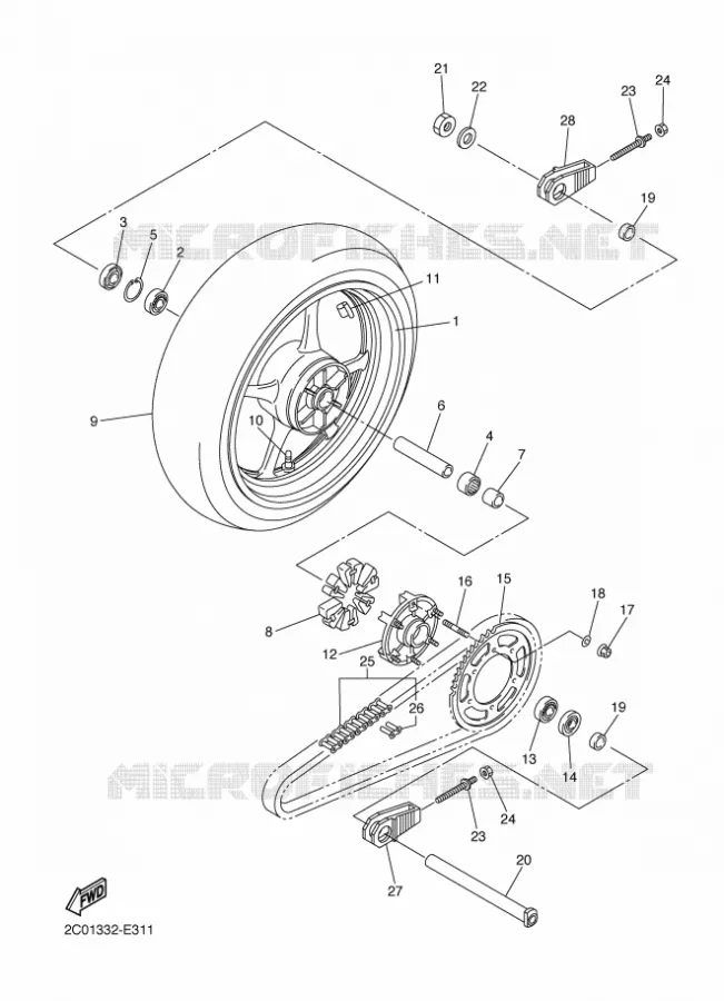 REAR WHEEL Yamaha MOTO 600 2008 R6  YZF-R6