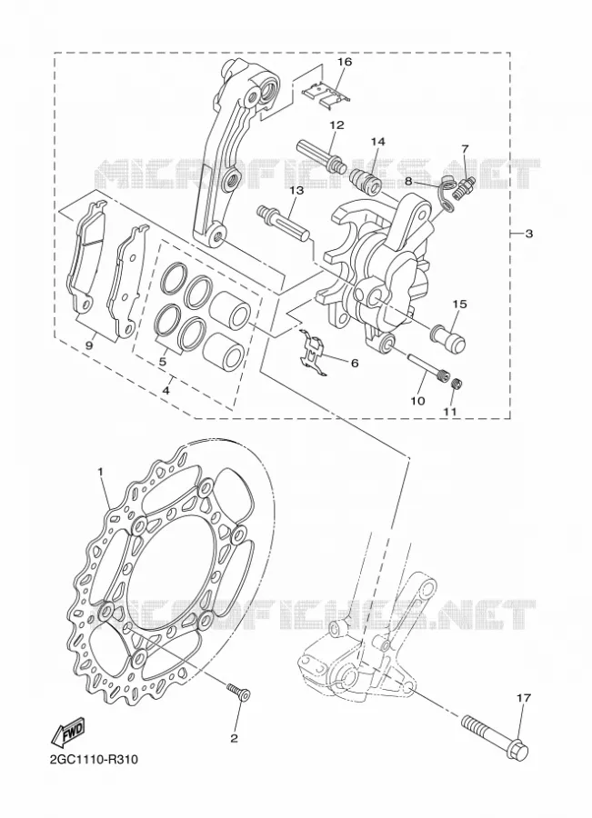 FRONT BRAKE CALIPER Yamaha MOTO 450 2018 WRF  WR450F