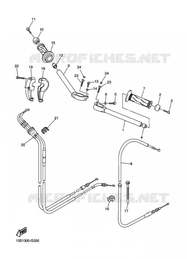 HANDLEBAR & CABLES Yamaha MOTO 600 2008 R6  YZF-R6