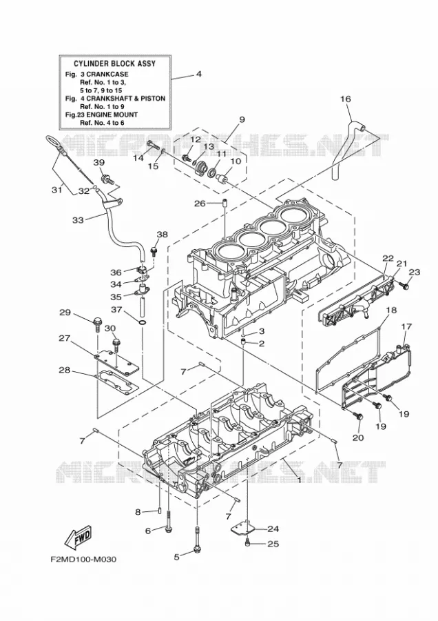 CRANKCASE Yamaha WAVERUNNER 1800 2016 FX CRUISER  FB1800A-R