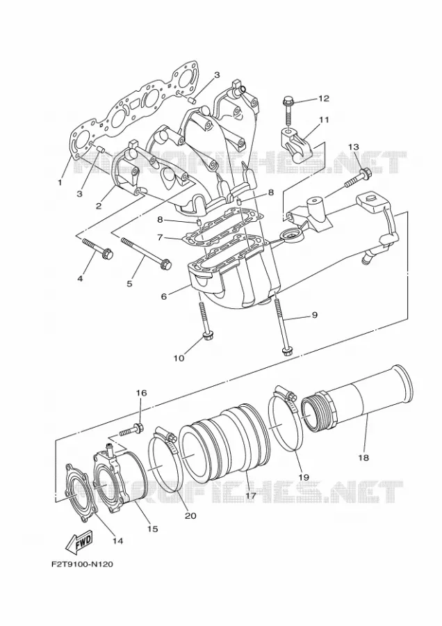EXHAUST 1 Yamaha WAVERUNNER 1800 2016 FX CRUISER  FB1800A-R