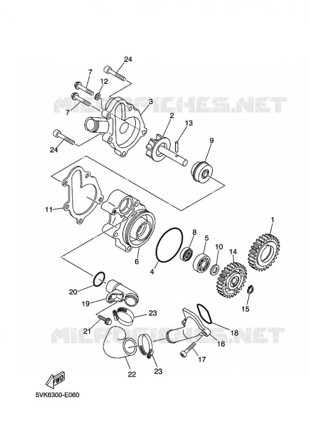 WATERPUMP / HOSES Yamaha MOTO 660 2010 XTR  XT660R