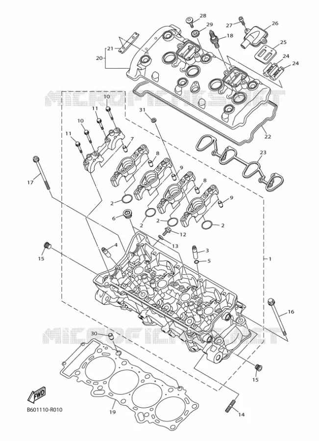 CYLINDER HEAD  Yamaha MOTO 1000 2018 R1M  YZF-R1M