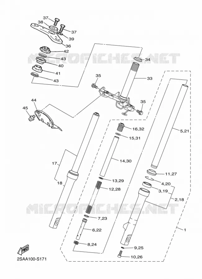 FRONT FORK Yamaha MOTO 50 2018 PW  PW50