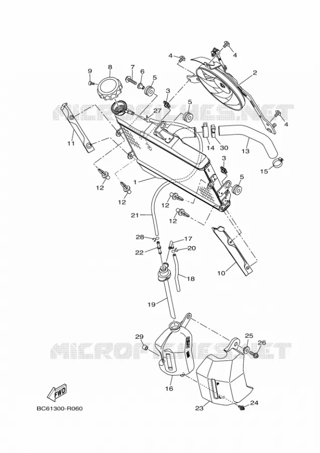 RADIATOR / HOSES Yamaha MOTO 700 2018 TRACER  MTT690-A
