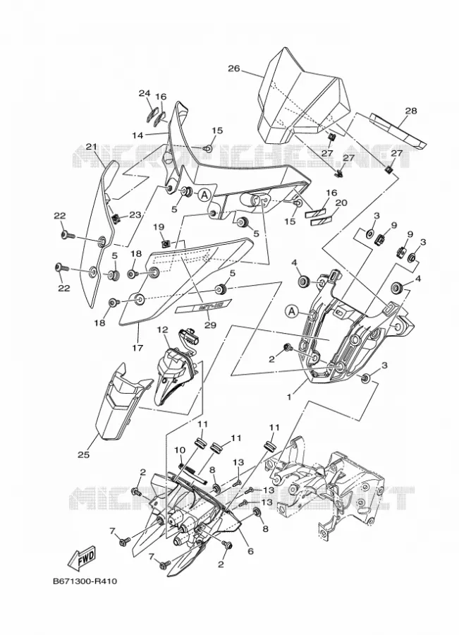 FAIRING 2 Yamaha MOTO 1000 2018 MT  MTN1000
