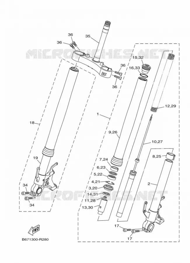 FRONT FORK Yamaha MOTO 1000 2018 MT  MTN1000