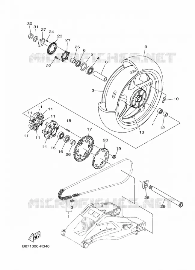 REAR WHEEL Yamaha MOTO 1000 2018 MT  MTN1000