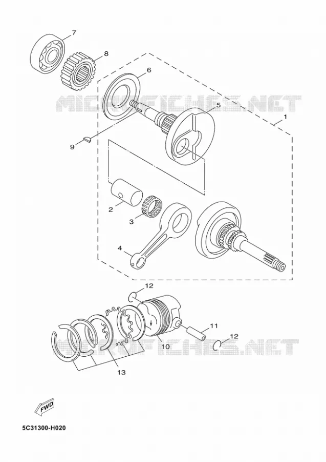 CRANKSHAFT / PISTON Yamaha SCOOTER 50 2012 NEOS 4  YN50F