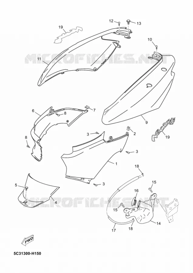 SIDE COVER Yamaha SCOOTER 50 2012 NEOS 4  YN50F