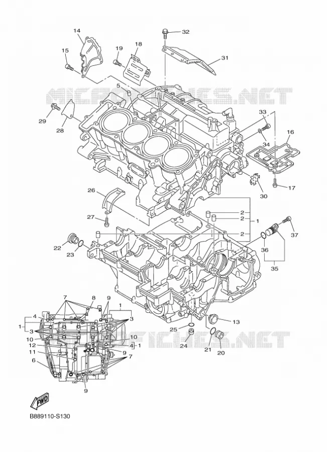 CRANKCASE Yamaha MOTO 1300 2018 FJR  FJR1300-A