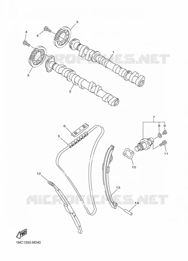CAMSHAFT / TIMING CHAIN Yamaha MOTO 1300 2018 FJR  FJR1300-A