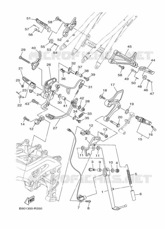 STAND / FOOTREST Yamaha MOTO 900 2018 XSR  MTM850