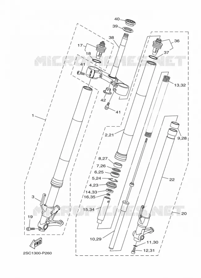 FRONT FORK Yamaha MOTO 900 2018 XSR  MTM850