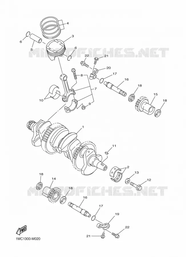 CRANKSHAFT / PISTON Yamaha MOTO 1300 2018 FJR AS  FJR1300-AS
