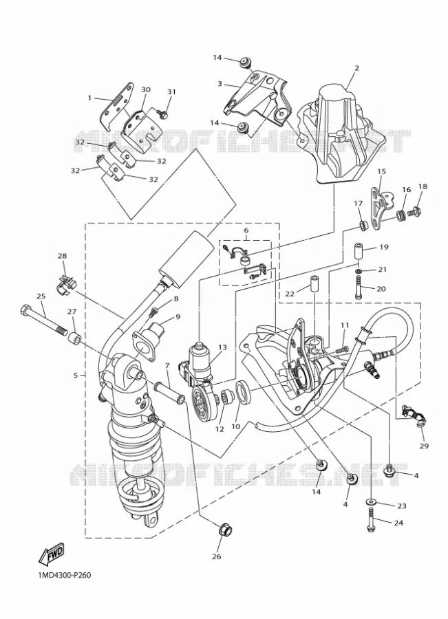 REAR SHOCK ABSORBER Yamaha MOTO 1300 2018 FJR AS  FJR1300-AS