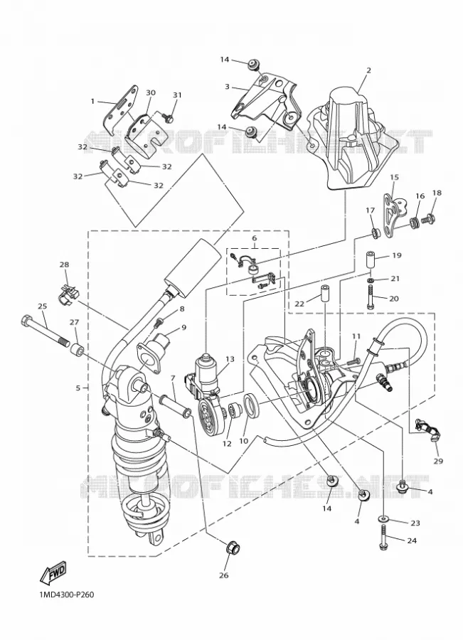 REAR SHOCK ABSORBER Yamaha MOTO 1300 2018 FJR AS  FJR1300-AS