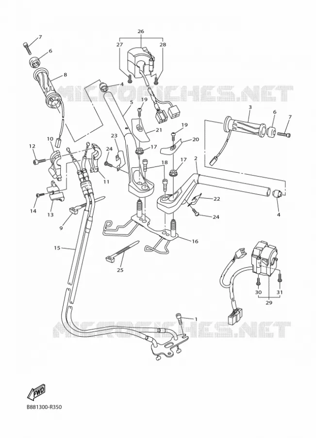 HANDLEBAR & CABLES Yamaha MOTO 1300 2018 FJR AE  FJR1300-AE