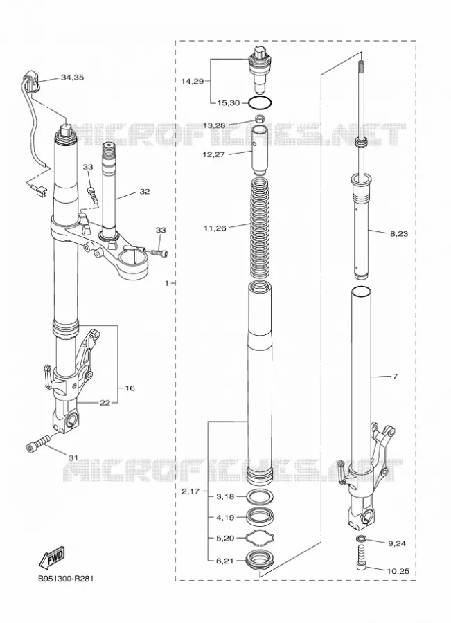 FRONT FORK Yamaha MOTO 1300 2018 FJR AE  FJR1300-AE