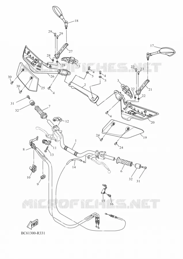 HANDLEBAR & CABLES Yamaha MOTO 700 2018 TRACER 35KW  MTT690-U