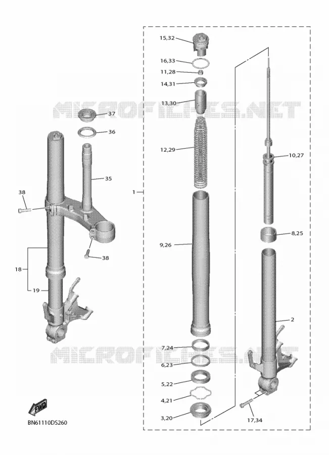 FRONT FORK Yamaha MOTO 600 2018 R6  YZF600
