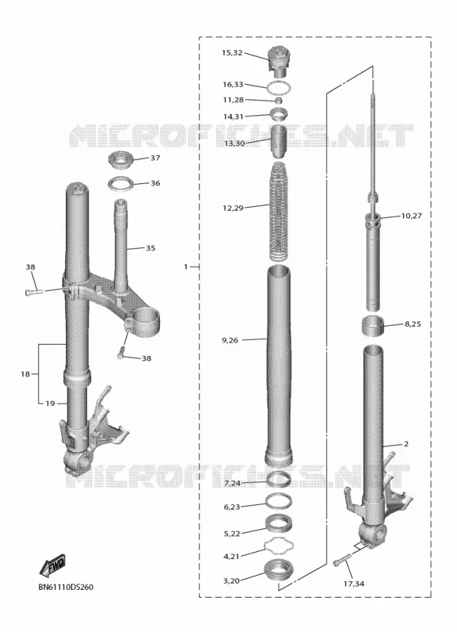 FRONT FORK Yamaha MOTO 600 2018 R6  YZF600