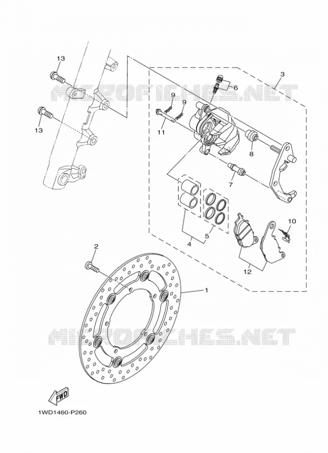 FRONT BRAKE CALIPER Yamaha MOTO 250 2018 R25  YZF-R25A