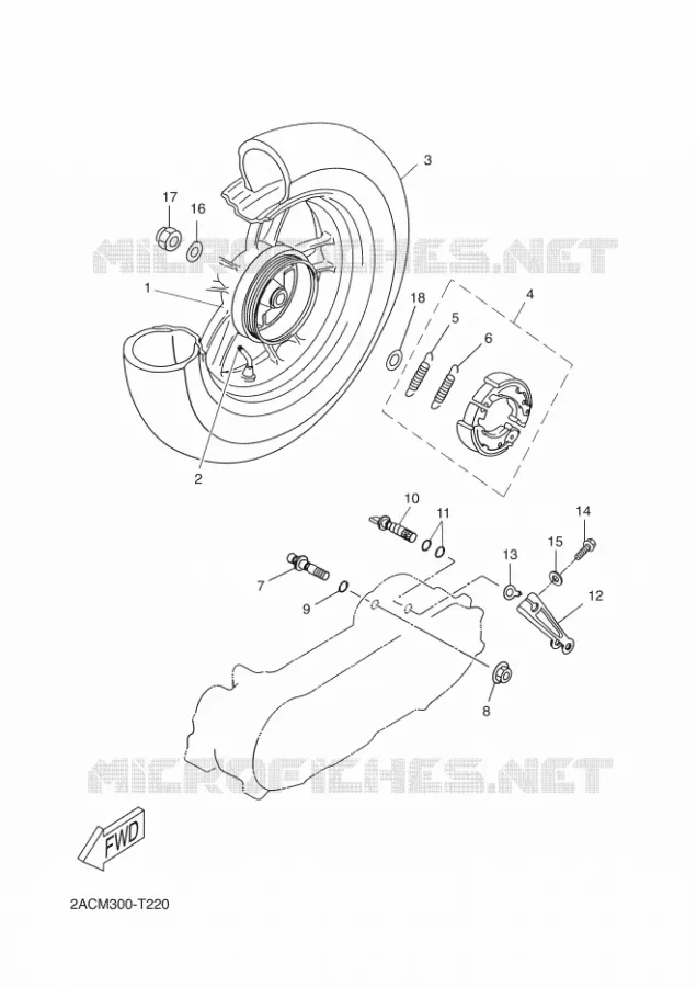 REAR WHEEL Yamaha SCOOTER 50 2018 NEOS 4  YN50F