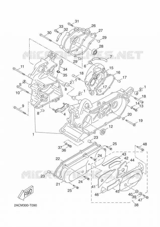 CRANKCASE Yamaha SCOOTER 50 2018 NEOS 4 UBS  YN50FU