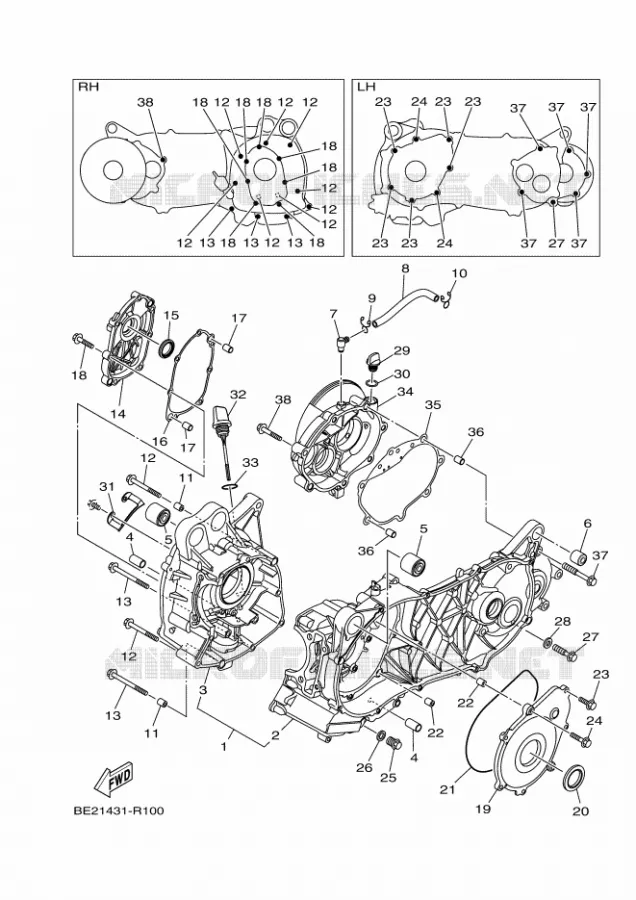 CRANKCASE Yamaha SCOOTER 125 2018 MBK TRYPTIK  MWS125-C