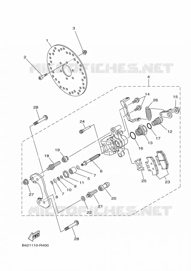REAR BRAKE CALIPER 2 Yamaha SIDE BY SIDE 1000 2018 YXZ  YXZ10YESJ