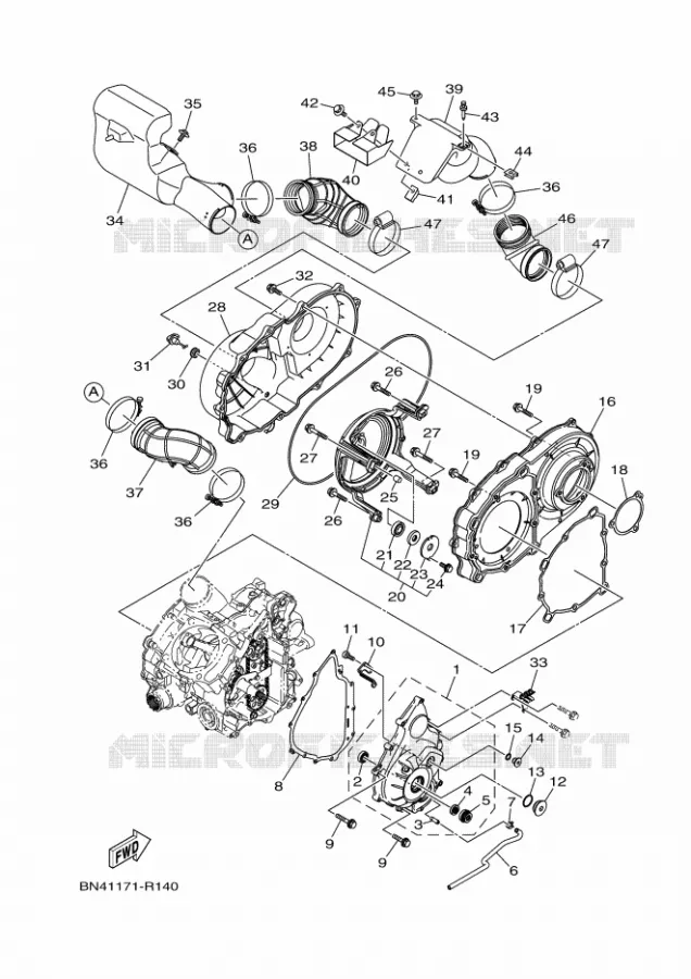 COVER - ENGINE 1 Yamaha SIDE BY SIDE 700 2018 WOLVERINE  YXE700E